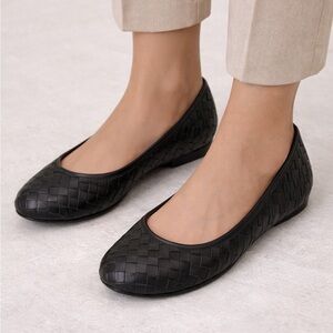 Easy Spirit Dayanna Black Woven Ballet Flats Square Toe Bow Accent Women 7M New